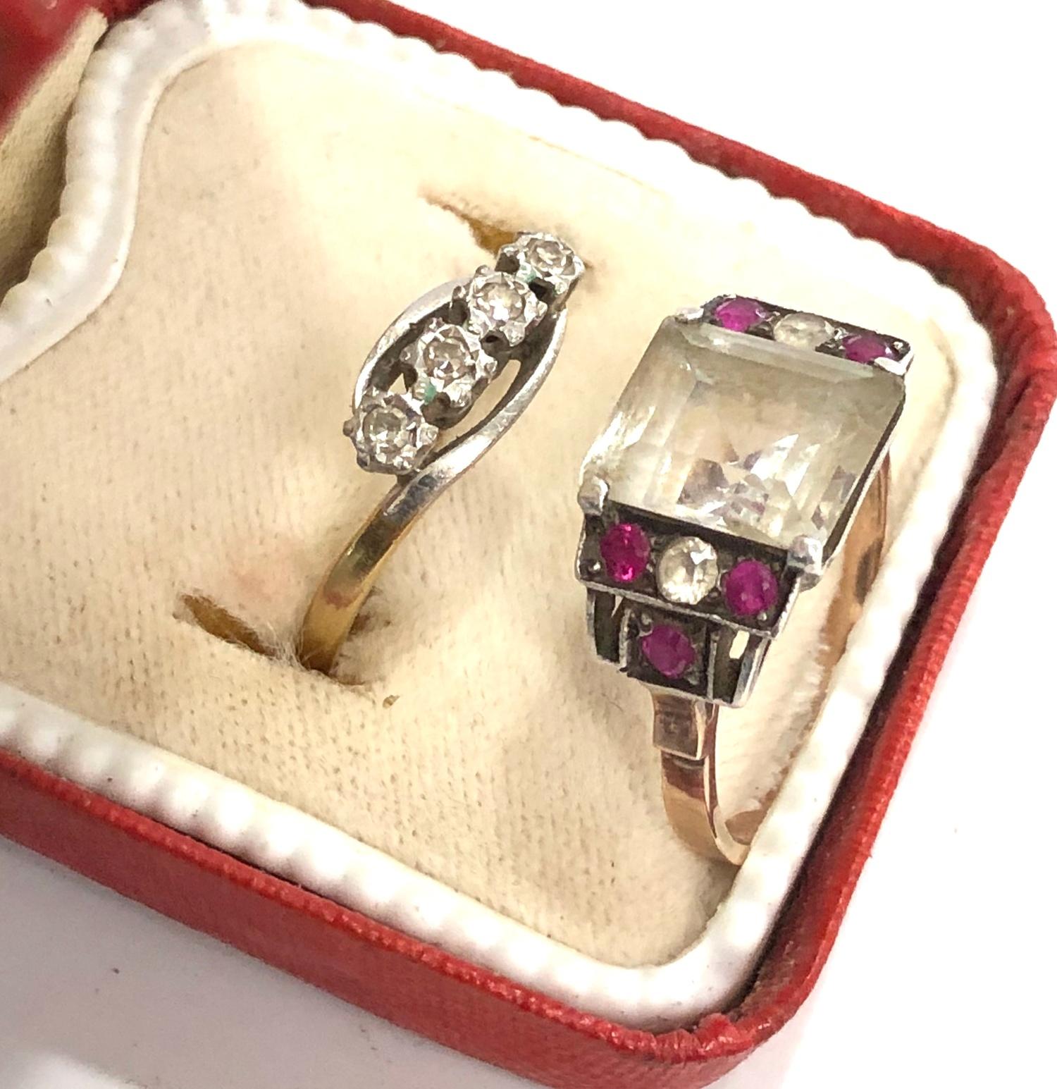 18ct Diamond ring and gold art deco stone set ring