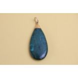 Large 9ct gold turquoise drop pendant (12.2g)