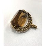 Antique Large Citrine Spinning Fob/Pendant/Charm in 9 Karat Yellow Gold