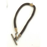 Antique Victorian hand braided mourning hair watch chain