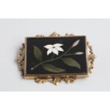 victorian Pietra dura gold framed brooch