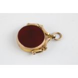 Antique late 1880's 9ct gold carnelian set spinning fob