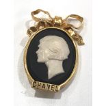 Large Authentic Vintage 1960's Chanel Cameo Brooch w/ Bow Detail