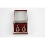 Etruscian revival 9ct gold and pearl cut amethyst earrings (XRF Tested)