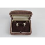 Vintage Mikimoto pearl sterling silver screw back earrings w/ original box