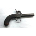 Small 18th /19thc antique percussion pistol piece missing from stock measures approx 17.5cm long