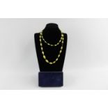 Flapper length art deco sherbert lemon glass and cut crystal bead necklace in a vintage box