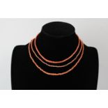 3 x 9ct gold clasped vintage coral necklaces