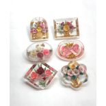 6 Vintage Lucite brooches