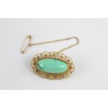 Vintage 14ct gold filigree turquoise brooch