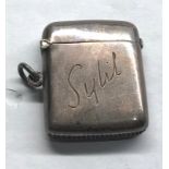 Antique silver vesta case Birmingham silver hallmarks engraved back and front