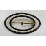 Stunning art deco Guilloche enamel black & white large Scandinavian gilt buckle brooch (27.5g)