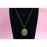 Huge 1970s hallmarked gold on silver locket necklace (29g)