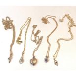 4 gold and stone set pendants and chains 4 hallmarked 9ct weight 15.1
