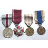 4 x WW2 polish medals full size with original ribbons inc MSW, Merit Cross, 1939