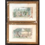 Pair of framed watercolours signed children playing each measures approx 29cm by 18cm dated 1883