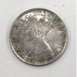 Antique Queen Victoria gothic florin silver coin