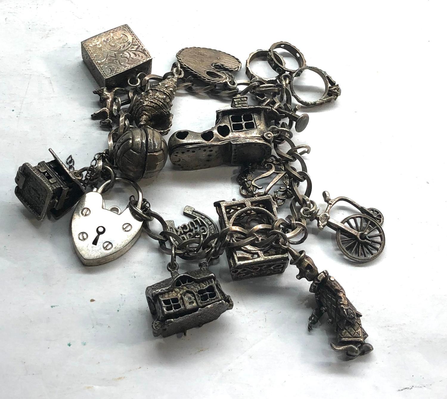 Vintage silver charm bracelet and charms weight 71g - Image 2 of 2