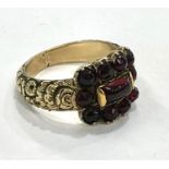 Georgian gold mourning ring set with garnets engraved on inside 1823 mary hooper weight 6.5g