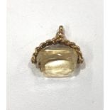 Large citrine spinning fob/charm/pendant in 9ct yellow gold (10.6g)