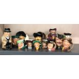 Collection of small Royal Doulton and other character jugs