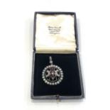 Vintage artisan hand crafted opal & pink gemstone 800 silver pendant