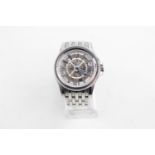 Gents Bulova skeleton dial automatic metal bracelet watch