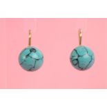 9ct Gold howlite ball drop earrings (4.3g)