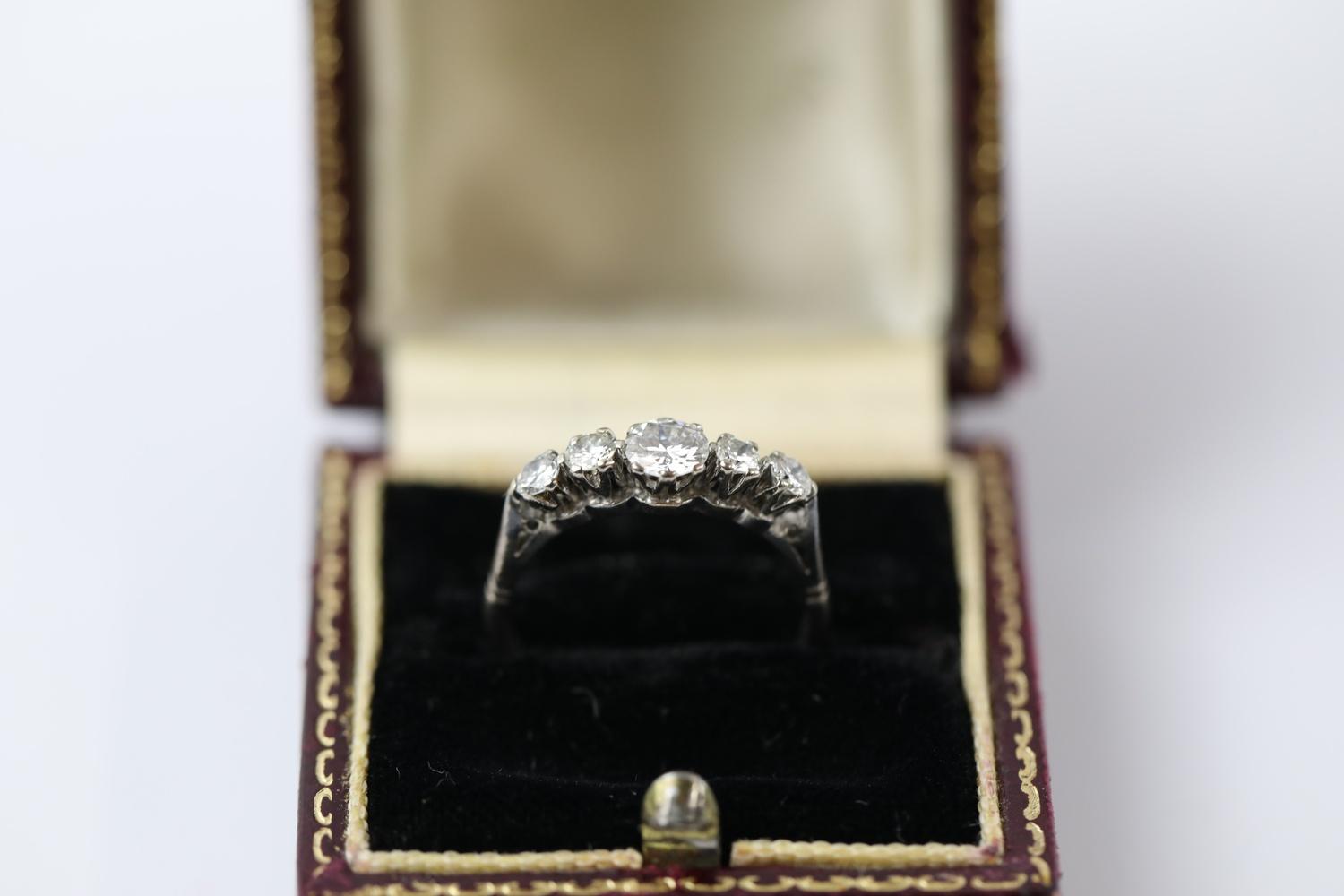 18kt White gold graduated diamond five stone, half eternity ring