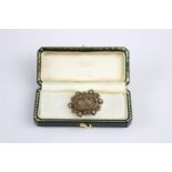 Antique 18ct gold filigree mourning brooch w/ woven hair & turquoise stone set