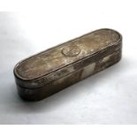 Vintage silver trinket box London silver hallmarks measures approx 115mm by 38mm height 25mm