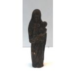 Religious interest medieval carved ivory figure of madona and child