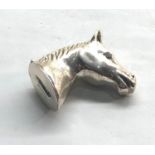 Hallmarked silver horses head vesta case jewelled eyes measures approx 44mm by 38mm