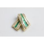 14K Gold emerald & diamond hinged clip pendant