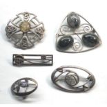 5 Silver celtic brooches