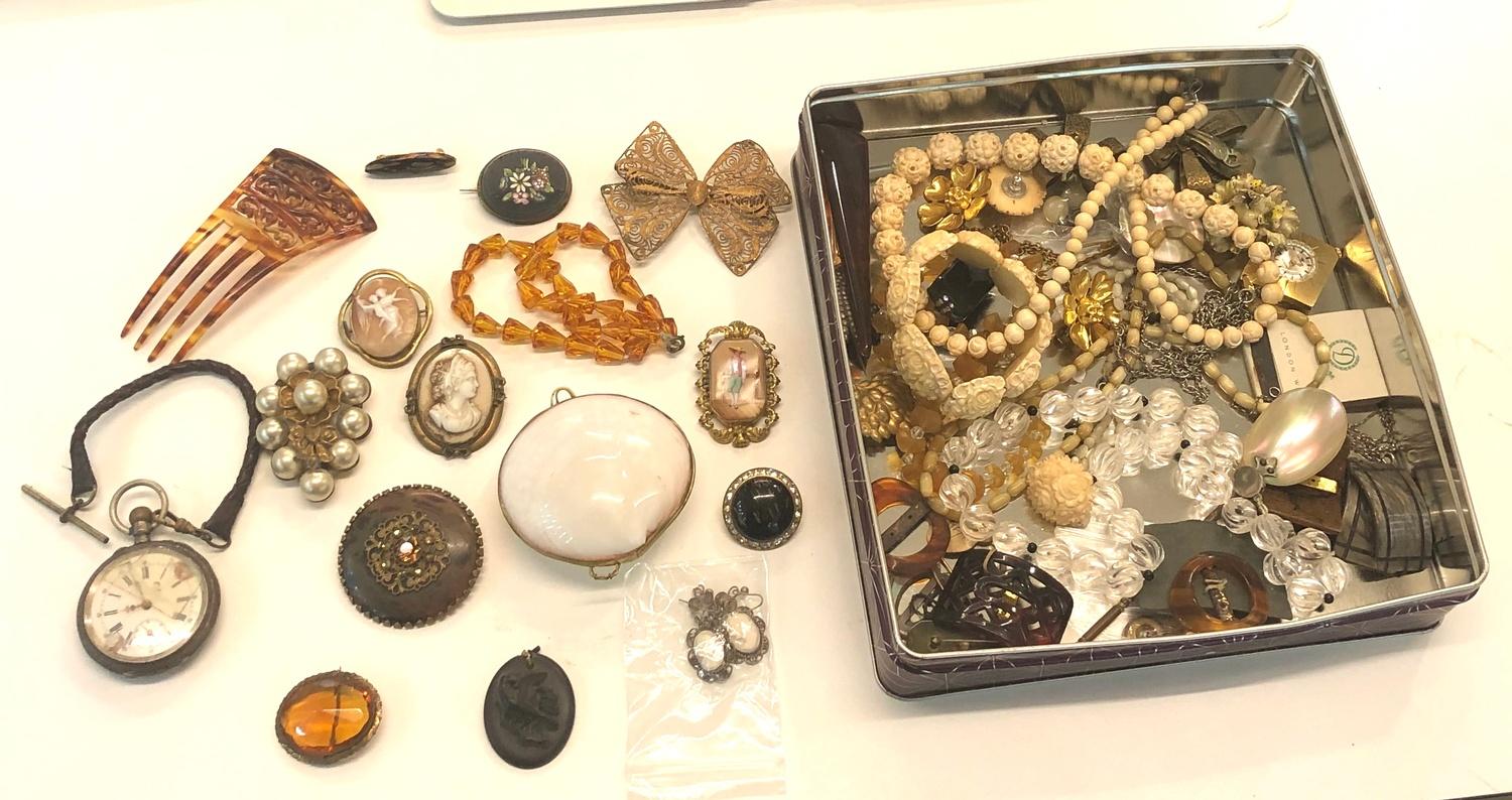 Box of victorian and later vintage costume jewellery - Image 2 of 3