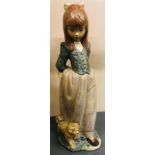 Large Lladro figurine girl with dog