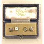 Exquisite Antique Art Deco French 18 Karat White Gold, Diamond, Pearl & Mother of Pearl Cufflinks 6g