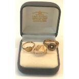 3 9ct gold rings weight 7.3g