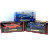 3 Scalextric boxed cars includes Jaguars , Nissan and Ferrari in as new boxed condition