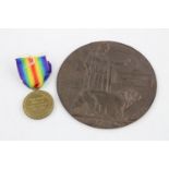 World War I bronze death plaque w/ victory medal named James Henry Knight