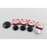 5 Leica lens caps various sizes with boxes