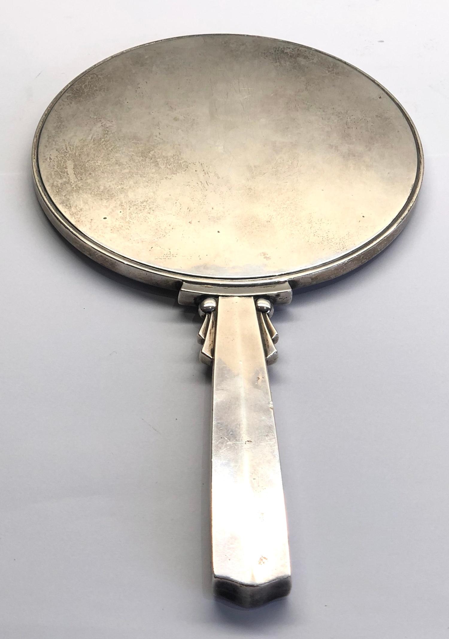 Georg Jensen silver vanity mirror measures approx. 26cm by 14cm hallmarked 134E Denmark GJ