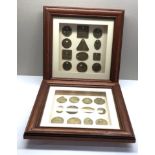 2 Framed collection of miners pit tokens