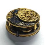 Early 18th century verge pocket watch movement by WM Fand London high grade carved balance cox