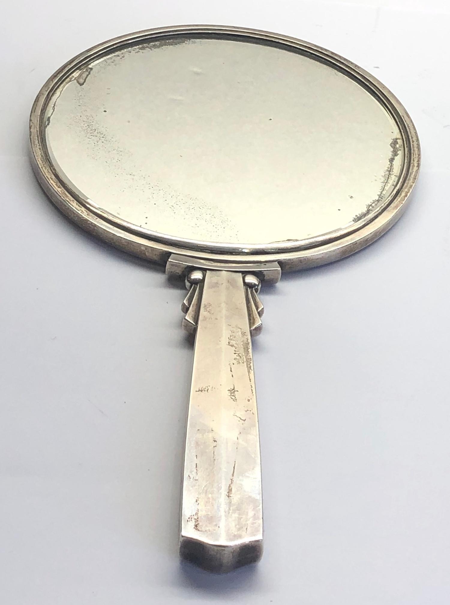 Georg Jensen silver vanity mirror measures approx. 26cm by 14cm hallmarked 134E Denmark GJ - Image 3 of 4