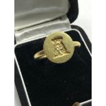 18ct gold seal ring weight 9.8g not hallmarked but acid tested as 18ct gold