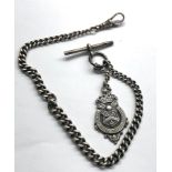 Antique silver albert pocket watch chain and fob measures approx 3cm long not including small fob