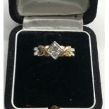 Platinuim and gold diamond ring central diamond mesures approx 5.5mm sq