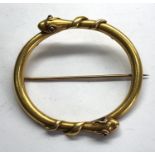 Large antique 18ct gold snake brooch weight 15.2 grams measures approx 60mm by 58mm